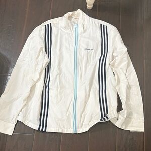 Adidas Men's Windbreaker in White with Navy Accents